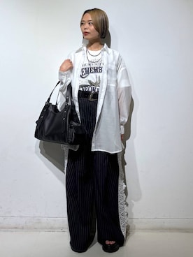 「PAGEBOY（ページボーイ）のヴィンテージバックルベルト/新色追加（ベルト、ブラック系）」を使った、えみちさん（レディース・155cm）の夏コーディネート