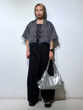 「PAGEBOY（ページボーイ）のヴィンテージバックルベルト/新色追加（ベルト、ブラック系）」を使った、えみちさん（レディース・155cm）の春コーディネート