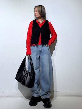 「PAGEBOY（ページボーイ）のプラットチャンキースニーカー【3サイズ展開・軽量】（スニーカー、ブラック系）」を使った、えみちさん（レディース・155cm）の春コーディネート