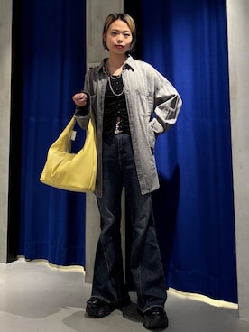 「PAGEBOY（ページボーイ）のプラットチャンキースニーカー【3サイズ展開・軽量】（スニーカー、ブラック系）」を使った、えみちさん（レディース・155cm）の春コーディネート