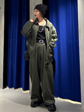 「PAGEBOY（ページボーイ）のプラットチャンキースニーカー【3サイズ展開・軽量】（スニーカー、ブラック系）」を使った、えみちさん（レディース・155cm）の春コーディネート