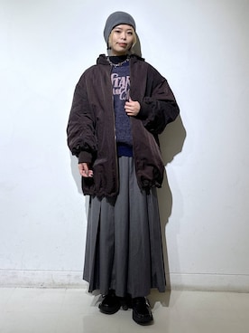 「PAGEBOY（ページボーイ）のモンスターパーカーコート【フード取り外し可能・軽量】（ブルゾン）」を使った、えみちさん（レディース・155cm）の秋コーディネート