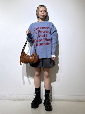 「PAGEBOY（ページボーイ）のアイテム（Tシャツ/カットソー）」を使った、えみちさん（レディース・155cm）の冬コーディネート