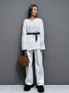 「PAGEBOY（ページボーイ）のプラットチャンキースニーカー【3サイズ展開・軽量】（スニーカー、ブラック系）」を使った、えみちさん（レディース・155cm）の春コーディネート