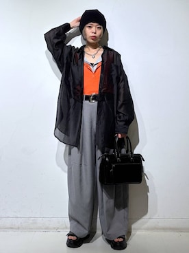 「アイテム（チャーム）」を使った、えみちさん（レディース・155cm）の春コーディネート