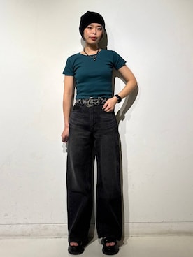 「PBLIM（ページボーイリム）のアイテム」を使った、えみちさん（レディース・155cm）の春コーディネート