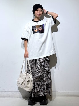 「PAGEBOY（ページボーイ）のプラットチャンキースニーカー【3サイズ展開・軽量】（スニーカー、ブラック系）」を使った、えみちさん（レディース・155cm）の春コーディネート