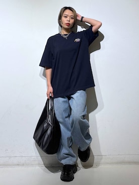 「PAGEBOY（ページボーイ）のプラットチャンキースニーカー【3サイズ展開・軽量】（スニーカー、ブラック系）」を使った、えみちさん（レディース・155cm）の春コーディネート