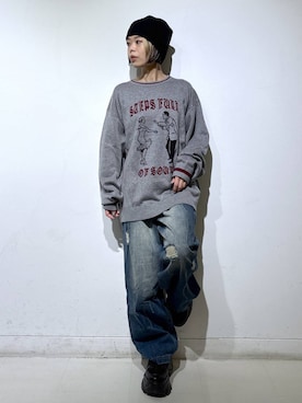 「PBLIM（ページボーイリム）のアイテム（帽子）」を使った、えみちさん（レディース・155cm）の秋コーディネート