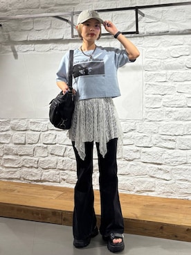 「PAGEBOY（ページボーイ）のアイテム（キャップ）」を使った、えみちさん（レディース・155cm）の夏コーディネート