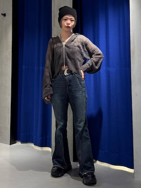 「PAGEBOY（ページボーイ）のプラットチャンキースニーカー【3サイズ展開・軽量】（スニーカー、ブラック系）」を使った、えみちさん（レディース・155cm）の春コーディネート