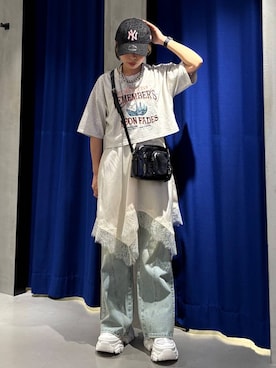 「PAGEBOY（ページボーイ）のプラットチャンキースニーカー【3サイズ展開・軽量】（スニーカー、ブラック系）」を使った、えみちさん（レディース・155cm）の春コーディネート