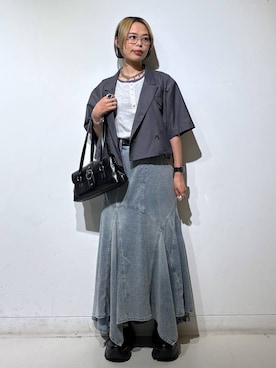 「PAGEBOY（ページボーイ）のプラットチャンキースニーカー【3サイズ展開・軽量】（スニーカー、ブラック系）」を使った、えみちさん（レディース・155cm）の夏コーディネート