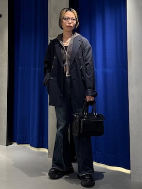 「PAGEBOY（ページボーイ）のプラットチャンキースニーカー【3サイズ展開・軽量】（スニーカー、ブラック系）」を使った、えみちさん（レディース・155cm）の春コーディネート