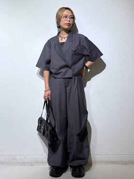 「PAGEBOY（ページボーイ）のプラットチャンキースニーカー【3サイズ展開・軽量】（スニーカー、ブラック系）」を使った、えみちさん（レディース・155cm）の夏コーディネート