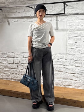「PAGEBOY（ページボーイ）のハートマンテルネックレス3（ネックレス、シルバー系）」を使った、えみちさん（レディース・155cm）の夏コーディネート