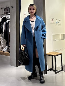 「体型カバー」｜「アイテム（チェスターコート）」を使った、えみちさん（レディース・155cm）の冬コーディネート