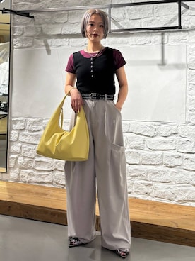 「アイテム（アクセサリー）」を使った、えみちさん（レディース・155cm）の春コーディネート