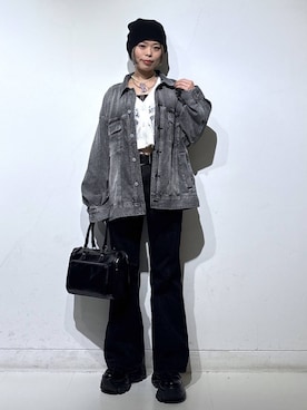 「PAGEBOY（ページボーイ）のプラットチャンキースニーカー【3サイズ展開・軽量】（スニーカー、ブラック系）」を使った、えみちさん（レディース・155cm）の春コーディネート