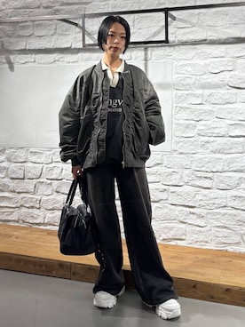 「PAGEBOY（ページボーイ）のプラットチャンキースニーカー【3サイズ展開・軽量】（スニーカー、ホワイト系）」を使った、えみちさん（レディース・155cm）の秋コーディネート