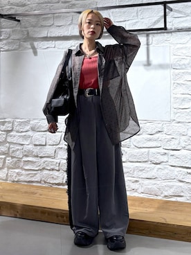 「PAGEBOY（ページボーイ）のプラットチャンキースニーカー【3サイズ展開・軽量】（スニーカー、ブラック系）」を使った、えみちさん（レディース・155cm）の春コーディネート