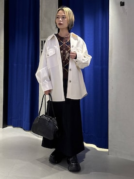 「アイテム（テーラードジャケット、ホワイト系）」を使った、えみちさん（レディース・155cm）の秋コーディネート