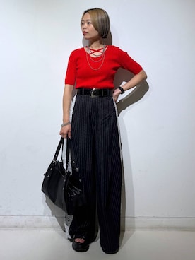 「PAGEBOY（ページボーイ）のヴィンテージバックルベルト/新色追加（ベルト、ブラック系）」を使った、えみちさん（レディース・155cm）の夏コーディネート