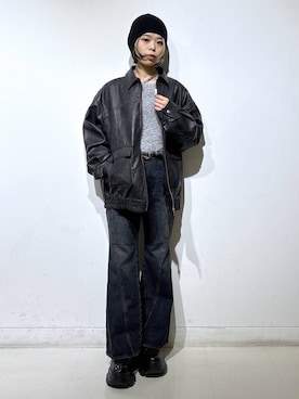 「PBLIM（ページボーイリム）のアイテム（帽子）」を使った、えみちさん（レディース・155cm）の秋コーディネート