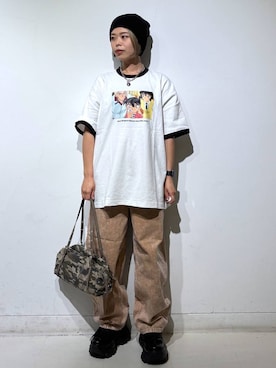 「PAGEBOY（ページボーイ）のプラットチャンキースニーカー【3サイズ展開・軽量】（スニーカー、ブラック系）」を使った、えみちさん（レディース・155cm）の春コーディネート