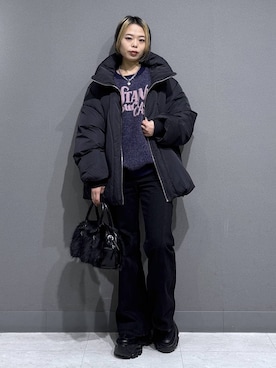 「体型カバー」｜「アイテム（アクセサリー）」を使った、えみちさん（レディース・155cm）の冬コーディネート