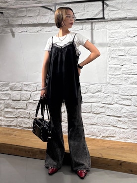 「PAGEBOY（ページボーイ）のアイテム（デニムパンツ）」を使った、えみちさん（レディース・155cm）の秋コーディネート