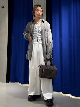 「PAGEBOY（ページボーイ）のプラットチャンキースニーカー【3サイズ展開・軽量】（スニーカー、ブラック系）」を使った、えみちさん（レディース・155cm）の春コーディネート