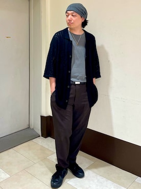 「アイテム（ニットキャップ/ビーニー）」を使った、ひろあきさん（メンズ・168cm）の秋コーディネート