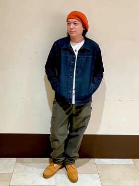 「アイテム（ハンチング/ベレー帽、オレンジ系）」を使った、ひろあきさん（メンズ・168cm）の春コーディネート