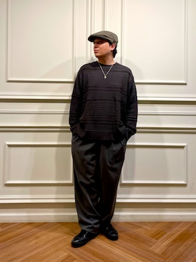 「アイテム（ハンチング/ベレー帽、グリーン系）」を使った、ひろあきさん（メンズ・168cm）の秋コーディネート