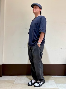 「ハンチング」｜「アイテム（サンダル）」を使った、ひろあきさん（メンズ・168cm）の夏コーディネート