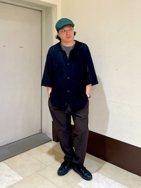 「アイテム（ハンチング/ベレー帽）」を使った、ひろあきさん（メンズ・168cm）の秋コーディネート