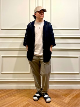 「サンダルに靴下」｜「アイテム（キャップ）」を使った、ひろあきさん（メンズ・168cm）の夏コーディネート