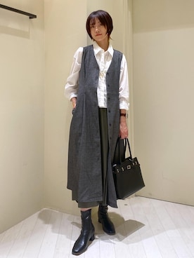 「アイテム（ジャンパースカート）」を使った、aikoさん（レディース・168cm）の秋コーディネート