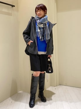 「ROPE' PICNIC（ロペピクニック）のジャージーメルトンシリーズ ジップアップフーデッドコート/無地・チェック/リンクコーデ（ブルゾン）」を使った、aikoさん（レディース・168cm）の秋コーディネート