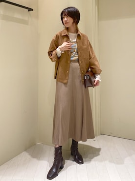 「ROPE' PICNIC（ロペピクニック）のフィブリルマーメイドフレアスカート（スカート）」を使った、aikoさん（レディース・168cm）の秋コーディネート
