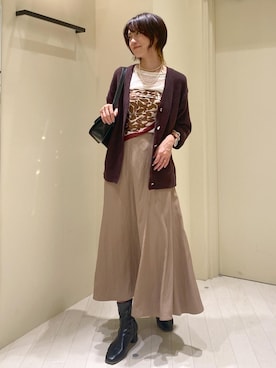 「ROPE' PICNIC（ロペピクニック）のフィブリルマーメイドフレアスカート（スカート）」を使った、aikoさん（レディース・168cm）の秋コーディネート