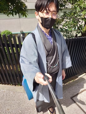 「アイテム（水着/着物・浴衣、ブルー系）」を使った、ikazchiさん（メンズ・168cm）の夏コーディネート