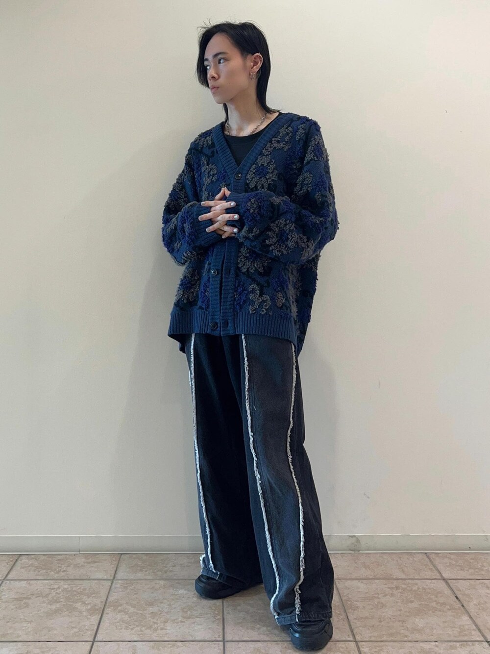JUNRED（ジュンレッド）の「フラワーニットルーズカーディガン