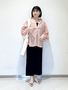 「ピンクシャツ」｜「アイテム（ワンピース/ドレス）」を使った、めいさん（レディース・159cm）の春コーディネート