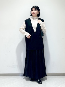 「アイテム（パンツドレス）」を使った、めいさん（レディース・159cm）の冬コーディネート