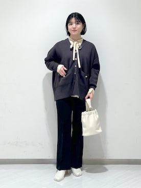 「アイテム（パンツドレス）」を使った、めいさん（レディース・159cm）の冬コーディネート