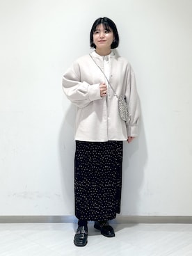 「A part by（アパートバイ）のアイテム（ノーカラーコート）」を使った、めいさん（レディース・159cm）の冬コーディネート
