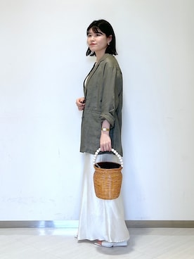「ラタンバッグ」｜めいさん（レディース・159cm）の春コーディネート