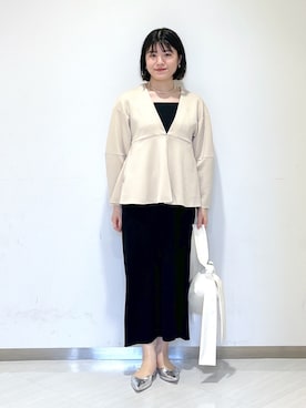 「ぺプラムトップス」｜「アイテム（ワンピース/ドレス）」を使った、めいさん（レディース・159cm）の春コーディネート